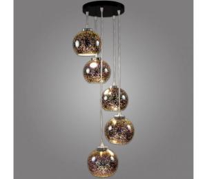 Kemar NP/5/W/D3 - Luster na lanku KULE 3D 5xE27/60W/230V NP/5/W/D3