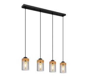 Globo 15557-4H - Luster na lanku FINCA 4xE27/40W/230V kov/drevo 15557-4H