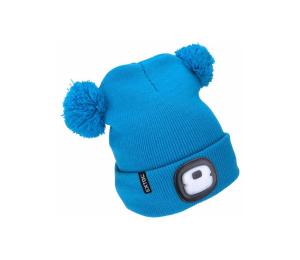 Extol - Čiapka s čelovkou a USB nabíjaním 250 mAh modrá s brmbolcami veľ. detská 43459