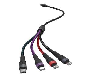 USB kábel USB-A / USB Lightning  / MicroUSB / USB-C 1,2m multicolor 7748
