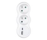 P100USBC - Rozbočovacia zásuvka s USB A+C nabíjačkou 2x10A biela P100USBC