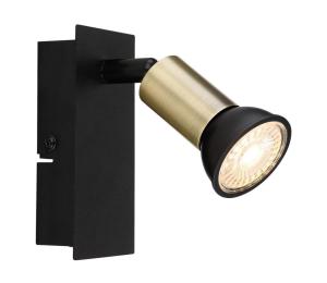 Globo 57998-1B - Nástenné bodové svietidlo DREW 1xGU10/35W/230V čierna/mosadz 57998-1B