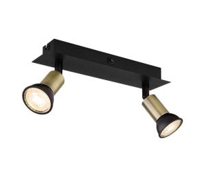 Globo 57998-2B - Bodové svietidlo DREW 2xGU10/35W/230V čierna/mosadz 57998-2B