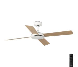 FARO Barcelona FARO 33350DC - Stropný látor MALLORCA L biela/hnedá pr.132 cm + diaľkové ovládanie 33350DC