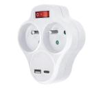 P99USBC-PD20-Rozboč. zásuvka s USB A+C nabíjačkou a vypínačom 2x10A biela P99USBC-PD20