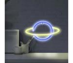 LED Neónová nástenná dekorácia PLANET LED/3W/3xAA USB modrá/žltá 327123