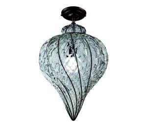 SIRU - Prisadený luster GOCCIA 1xE27/60W/230V pr. 25 cm číra/hnedá benátske sklo MC111-035CRB