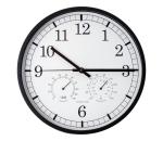 Nástenné hodiny s teplomerom a vlhkomerom pr. 30 cm 1xAA čierna/biela PZTW