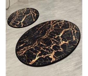 SADA 2x Kúpeľňová predložka GOLDES 60/100 cm čierna/zlatá 359CHL2402