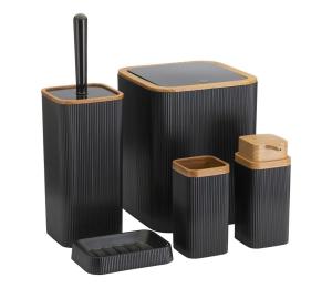 HowHomely Kúpeľňový set ZOYA 5 ks čierna/hnedá HH-461-3-S