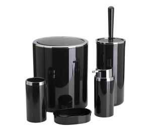 HowHomely Kúpeľňový set CARMEN 5 ks čierna/chróm HH-616-1-S