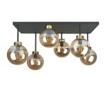 Keter Lighting Prisadený luster DEA 6xE14/60W/230V čierna/zlatá/dymová béžová 2906