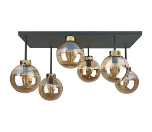 Keter Lighting Prisadený luster DEA 6xE14/60W/230V čierna/zlatá/dymová béžová 2906