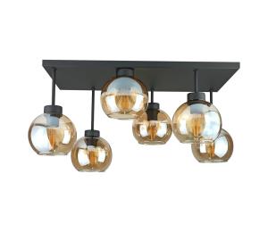 Keter Lighting Prisadený luster NESSA 6xE27/60W/230V čierna/dymová béžová 2925