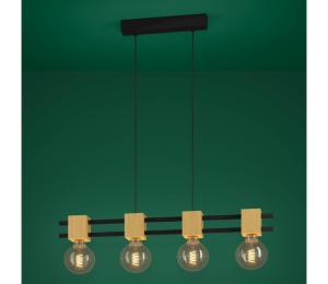 Eglo 390191 - Luster na lanku LEVANTARA 4xE27/40W/230V čierna/hnedá 390191