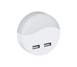 LED Nočné svetlo so senzorom súmraku do zásuvky 2xUSB LED/0,45W/230V 3000K 505