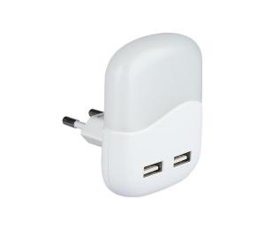 LED Nočné svetlo so senzorom súmraku do zásuvky 2xUSB LED/0,45W/230V 4000K 508