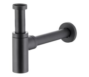 KFA Armatura 600-003-81 - Okrúhly umývadlový sifón mosadz/matná čierna 600-003-81