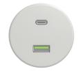 lap - Retro USB zásuvka A+C bez rámika biela K/USB