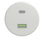 lap - Retro USB zásuvka A+C bez rámika biela K/USB