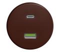 lap - Retro USB zásuvka A+C bez rámika hnedá H/USB