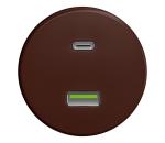 lap - Retro USB zásuvka A+C bez rámika hnedá H/USB
