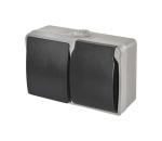 Domový spínač č. 6 so zásuvkou 250V/16A IP44 sivý A1397.4