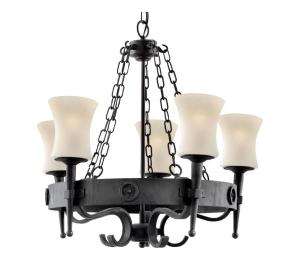 Searchlight 0815-5BK - Závesný luster na reťazi CARTWHEEL 5xE27/60W/230V čierna 0815-5BK