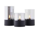 Brilliant - SADA 3x LED sviečok BOUGIE LED/2xAA IP44 čierna/dymová G92635/06
