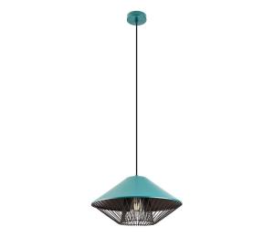 Redo 01-3006 - Závesný luster na lanku GRILL 1xE27/42W/230V priemer 39,6 cm čierna/tyrkysová 01-3006