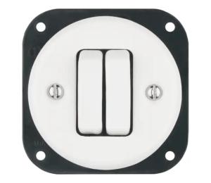 Bohemia-Design - Porcelánový retro dvojitý vypínač bez rámčeka č. 5 biela 12357538