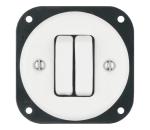 Bohemia-Design - Porcelánový retro dvojitý vypínač bez rámčeka č. 6+6 biely 12357540