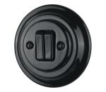 Bohemia-Design - porcelánový retro dvojitý vypínač s rámikom č. 5, čierny 12358656