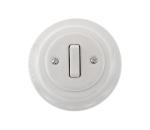 Bohemia-Design - Porcelánový retro jednoduchý vypínač s rámčekom č. 6 biely 12357545