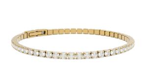 Furiosa Pozlátený tenisový náramok s čírymi kryštálmi Swarovski SB-TENNIS-G 17 cm