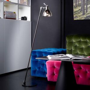 Stojacia lampa Rotaliana Luxy F0 Glam, čierne/dymové, sklo