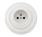 Bohemia-Design - Porcelánová retro domová zásuvka s rámčekom 250V/16A biela 12357555