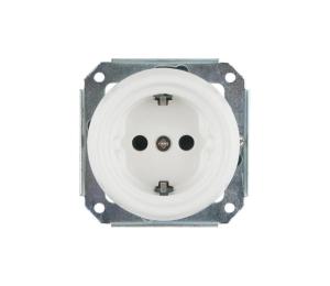 Bohemia-Design- porcelánová retro domová zásuvka bez rámčeka SCHUKO 250V/16A biela K1-RAGX