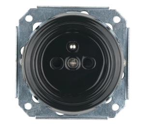 Bohemia-Design - Porcelánová retro domová zásuvka bez rámčeka 250V/16A čierna 12359383