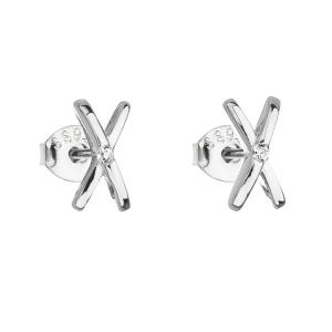 Evolution Group Strieborné náušnice kôstky Krížiky so zirkónmi 11094.1