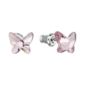 Evolution Group Náušnice s svetlo ružovými kryštálmi Swarovski Motýľ 51048.3 light rose