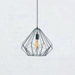 Závesné svietidlo Diamond, čierne, kov, Ø 37 cm, E27