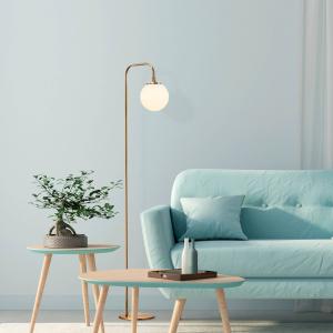 Stojacia lampa Viran, antická zlatá, sklo, výška 146 cm, E14