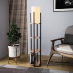 Stojacia lampa Shelf, čierna/meď, látka, výška 130 cm, E27