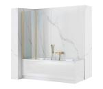 REA-K9777 - Skladacia vaňová zástena AGAT 140x100 cm brúsená zlatá/číra REA-K9777