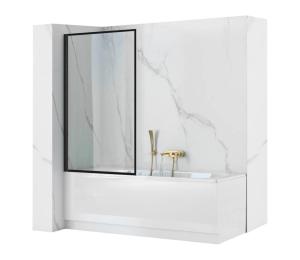 REA-K7390 - Vaňová zástena LAGOS 140x80 cm čierna/číra REA-K7390