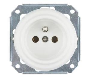 Bohemia-Design - Porcelánová retro domová zásuvka bez rámčeka 250 V/16 A biela 12357557