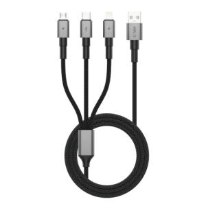 Tech-Protect Ultraboost DNA kábel USB - USB-C / Lightning / Micro USB 3A 120cm, šedý