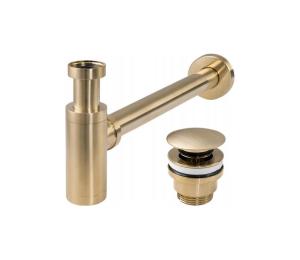 REA-A8586 - Umyvadlový sifón s odtokom CLICK-CLACK, brúsené zlato REA-A8586