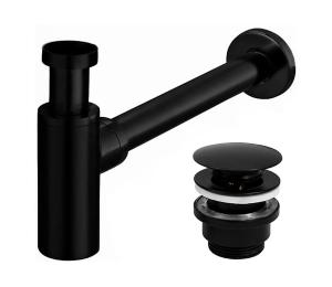REA-A5215 - Umývadlový sifón s výpusťou CLICK-CLACK, priemer 6,4 cm, matná čierna REA-A5215